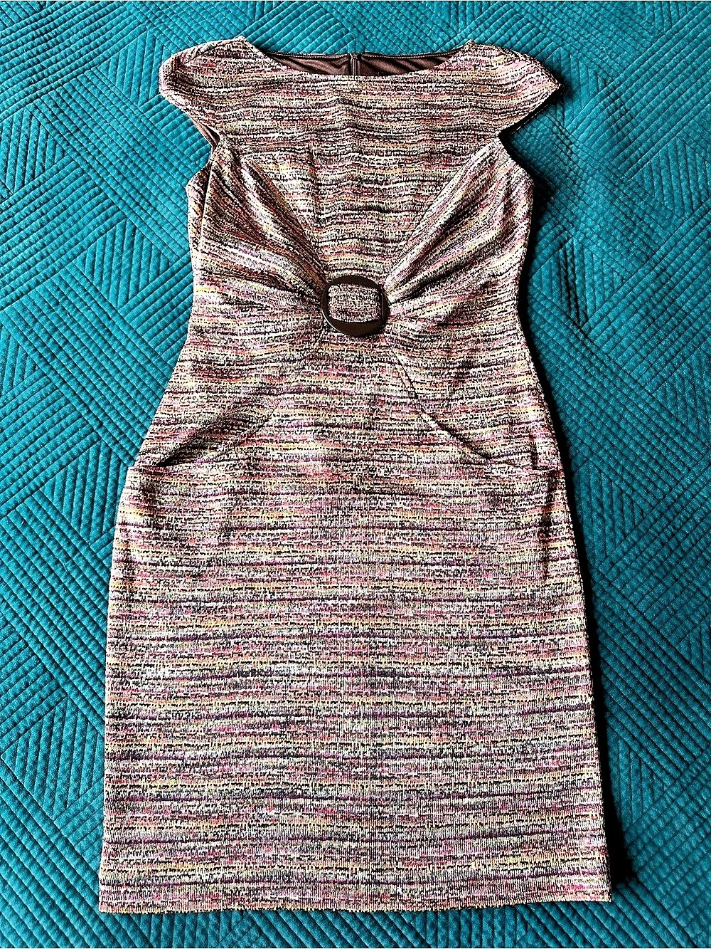 David Meister Mini Dress Pink & Brown Size 4 Like New